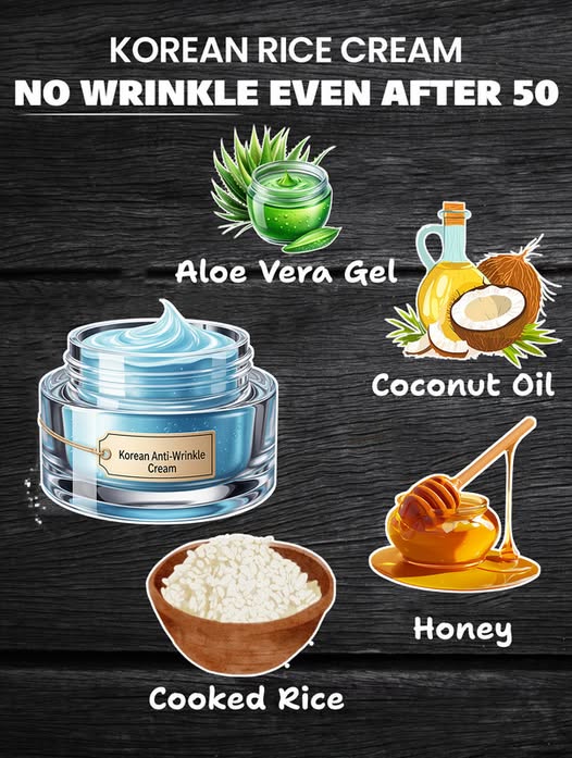 Natural Cream with Aloe Vera, Coconut Oil, Honey, and Cooked Rice for Face Skin Care