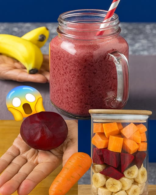 Healthy Smoothie with Carrot, Banana, and Beetroot